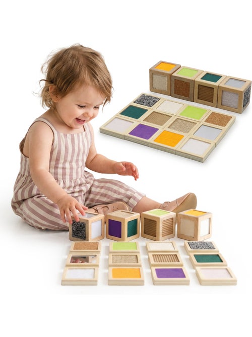 Blocs sensoriels bois enfant 5x5cm 4 cubes 12 tuiles textures mamabrum - Kiabi Blocs sensoriels bois enfant 5x5cm 4 cubes 12 tuiles textures mamabrum - Kiabi