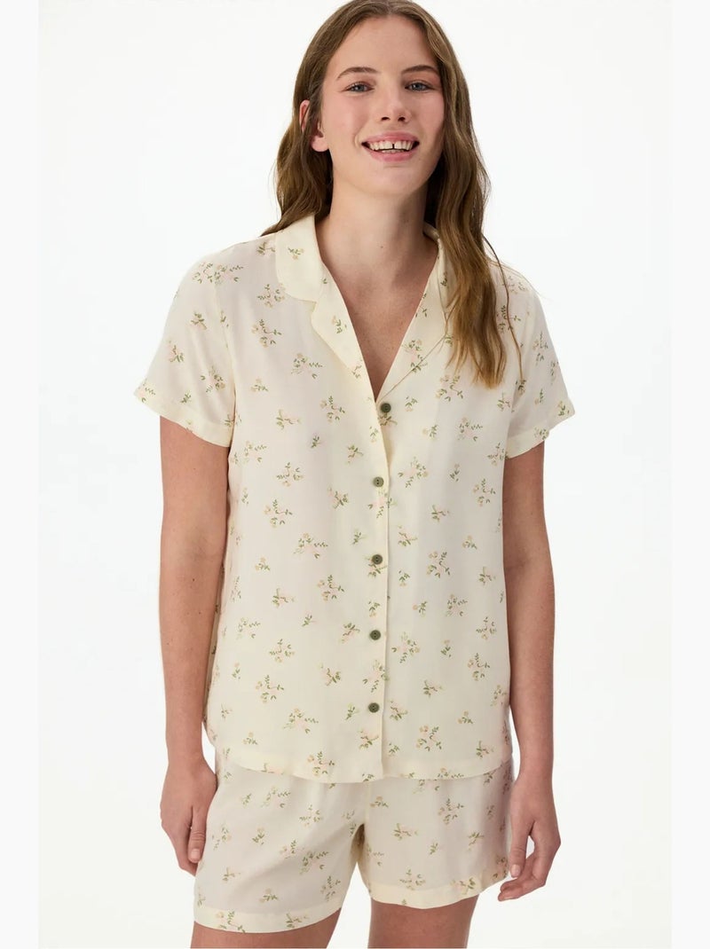 Bloom ensemble de pyjama chemise et short penti Crème - Kiabi