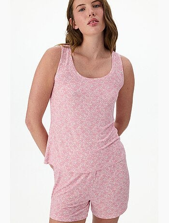 Bloom ensemble pyjama short fleuri côtelé penti