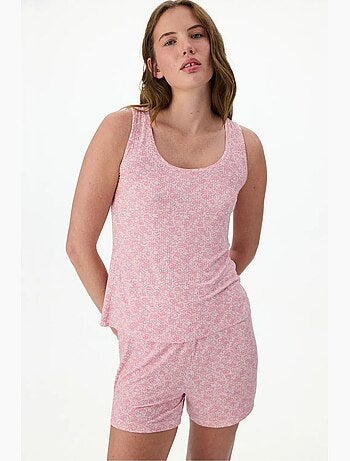 Bloom ensemble pyjama short fleuri côtelé penti