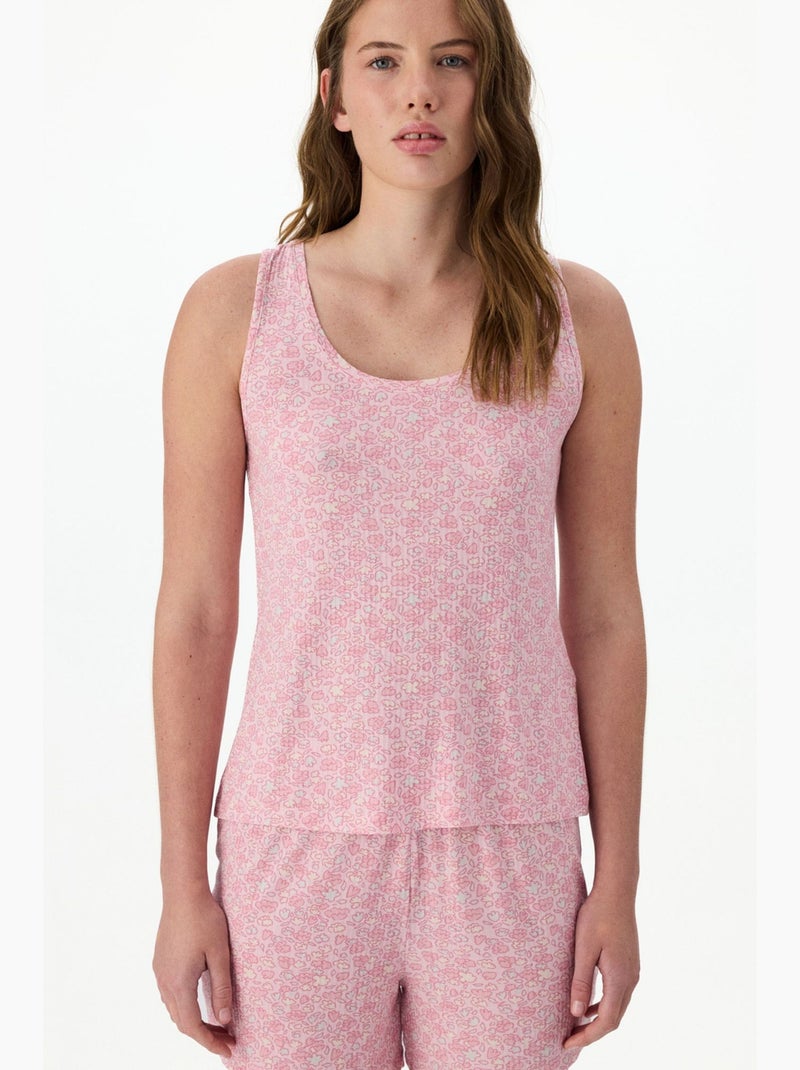 Bloom ensemble pyjama short fleuri côtelé penti Vieux rose - Kiabi