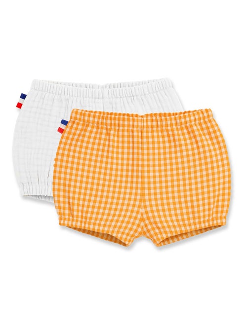 Bloomers en Coton Bio Blanc et Vichy - Kiabi