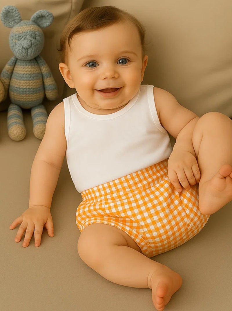 Bloomers en Coton Bio Blanc et Vichy Blanc - Kiabi