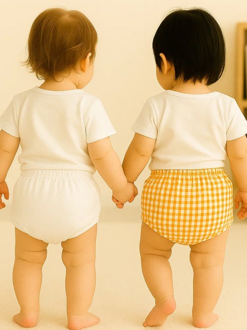 Bloomers en Coton Bio Blanc et Vichy - Kiabi