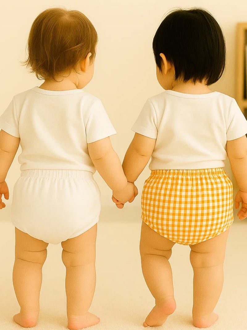 Bloomers en Coton Bio Blanc et Vichy Blanc - Kiabi