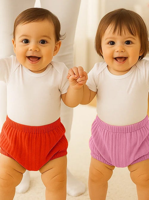 Bloomers en Coton Bio Rose et Fraise - Kiabi