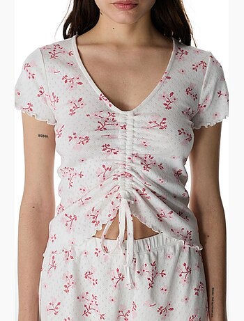 Blossom pointel t-shirt de pyjama fleuri à manches courtes penti