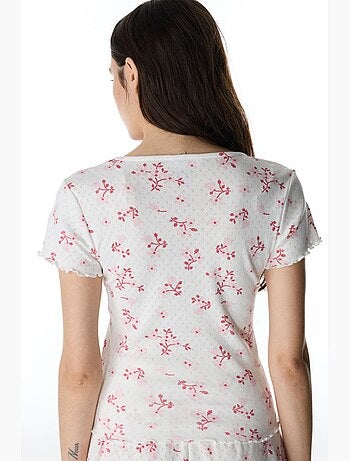 Blossom pointel t-shirt de pyjama fleuri à manches courtes penti