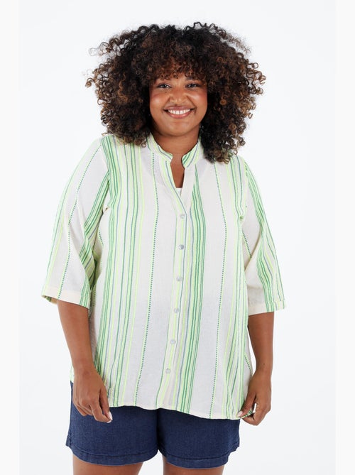 Blouse 100% coton à rayures fluo PAPRIKA - Kiabi
