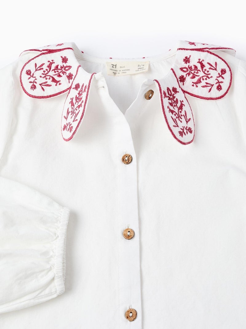 Blouse 100% coton, avec broderie ISTANBUL Blanc - Kiabi