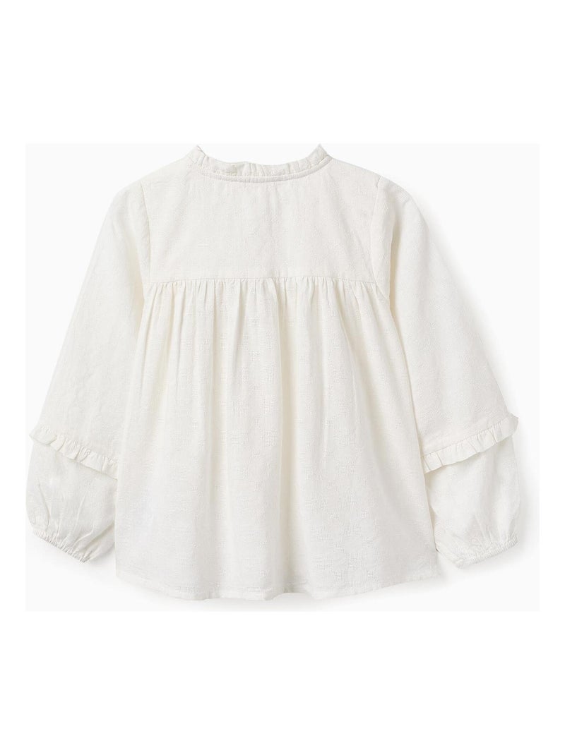 Blouse 100% coton, avec volants ISTANBUL Blanc - Kiabi