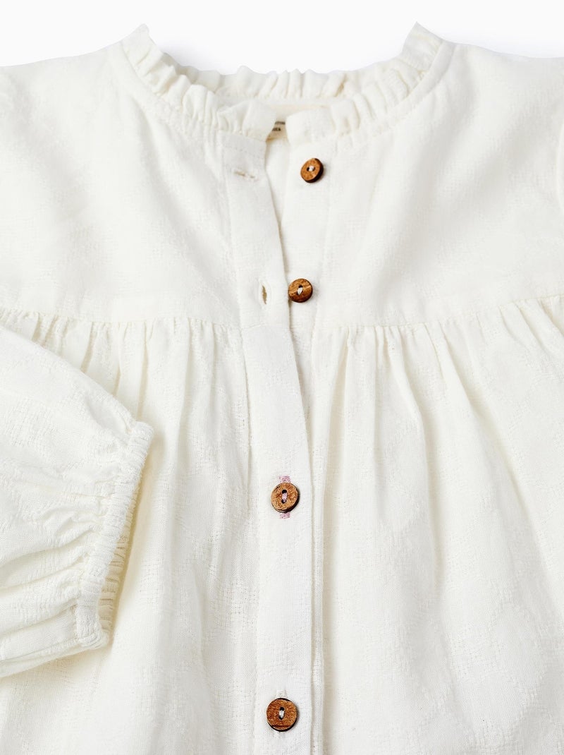 Blouse 100% coton, avec volants ISTANBUL Blanc - Kiabi