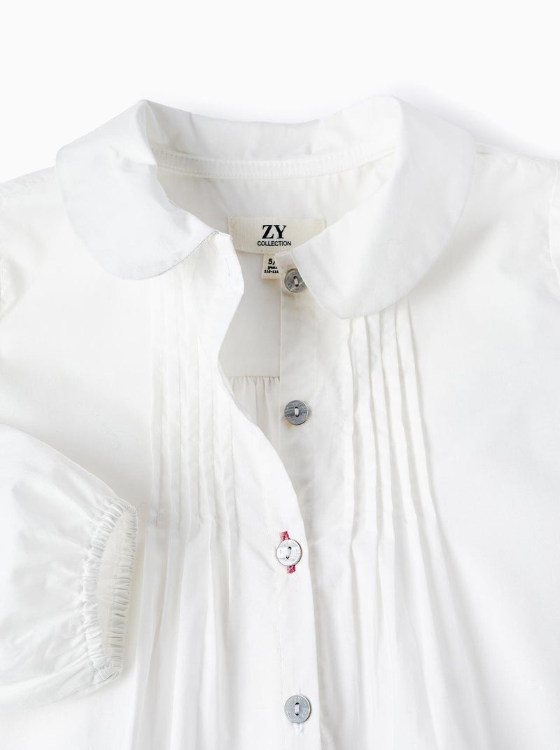 Blouse 100% coton, collier à bavette OLYMPIA Blanc - Kiabi