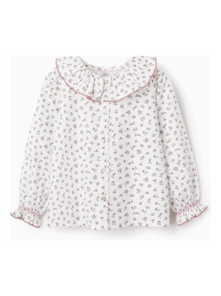 Blouse 100% coton, floral, avec volants NOVEAUX NATURE