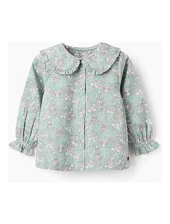 Blouse 100% coton, floral, avec volants NOVEAUX NATURE