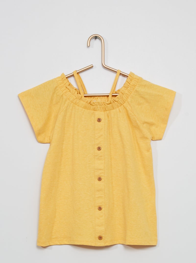 Blouse à boutons jaune - Kiabi