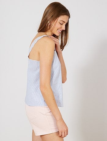 Blouse à bretelles avec broderie anglaise - Kiabi