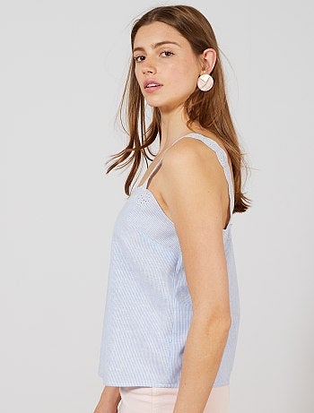 Blouse à bretelles avec broderie anglaise - Kiabi