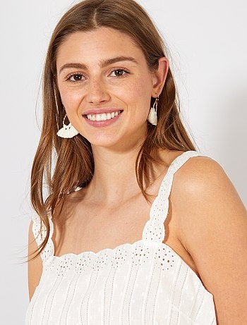 Blouse à bretelles avec broderie anglaise - Kiabi