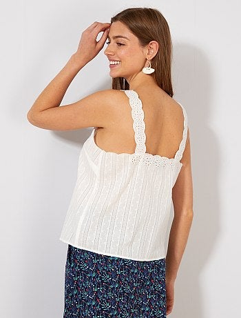 Blouse à bretelles avec broderie anglaise - Kiabi
