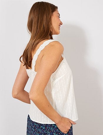 Blouse à bretelles avec broderie anglaise - Kiabi