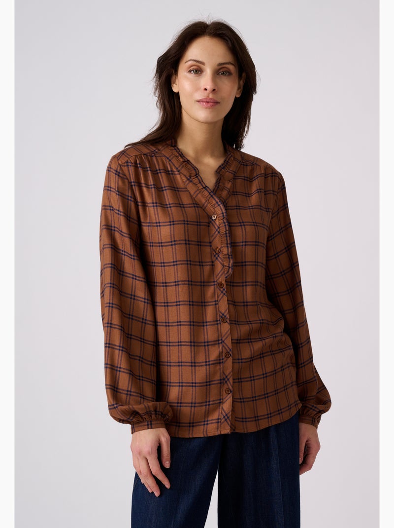 Blouse à carreaux - Damart Marron - Kiabi