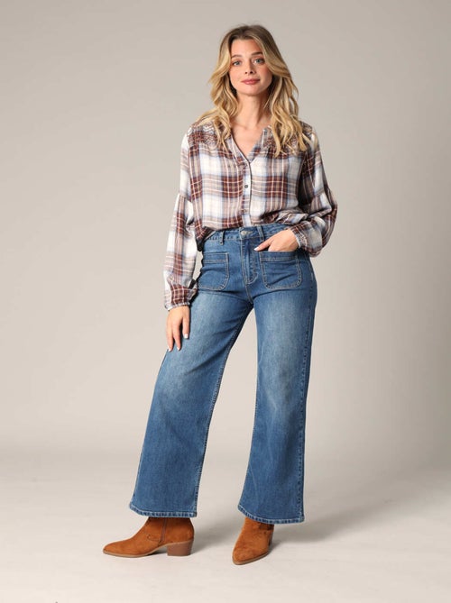 Blouse à carreaux avec détails brodés
 'Deeluxe' - Kiabi