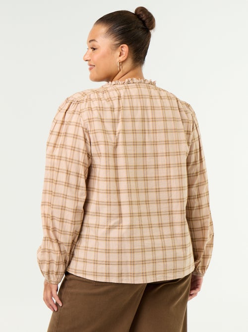 Blouse à carreaux avec encolure nouée - Kiabi