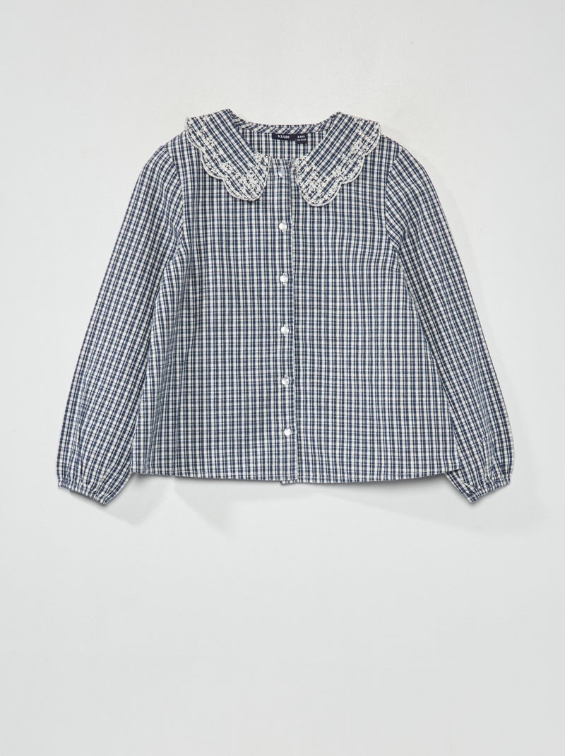 Blouse à carreaux Bleu - Kiabi
