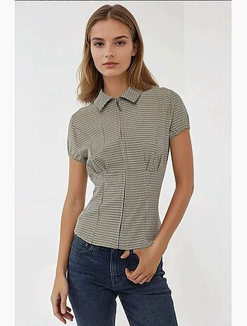 Blouse à carreaux cintrée col chemise hiccup