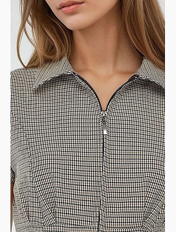 Blouse à carreaux cintrée col chemise hiccup