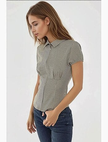 Blouse à carreaux cintrée col chemise hiccup