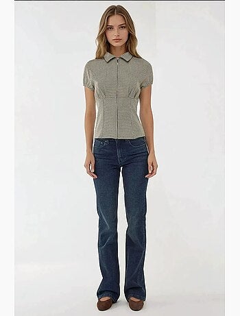 Blouse à carreaux cintrée col chemise hiccup
