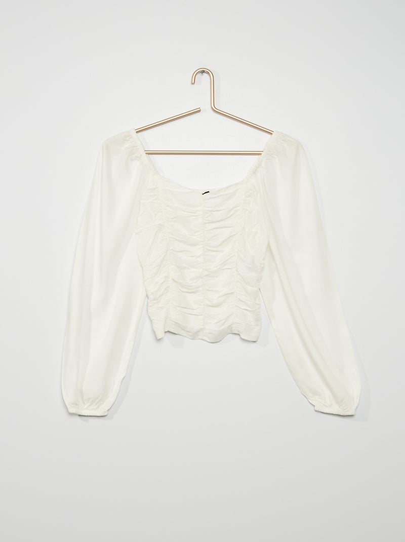 Blouse à col carré blanc - Kiabi