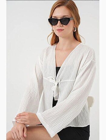 Blouse à col en v et nœud bdart