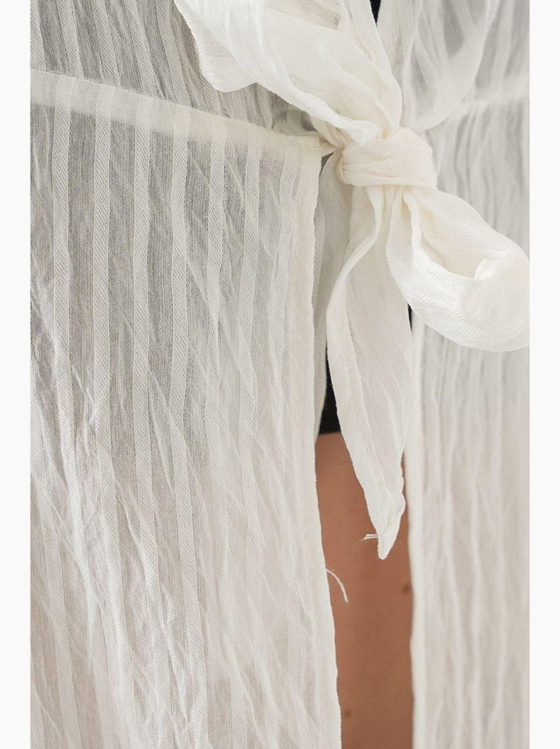 Blouse à col en v et nœud bdart Blanc - Kiabi