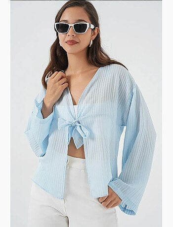 Blouse à col en v et nœud bdart