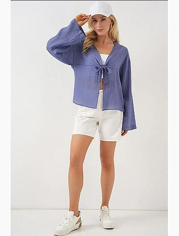 Blouse à col en v et nœud bdart