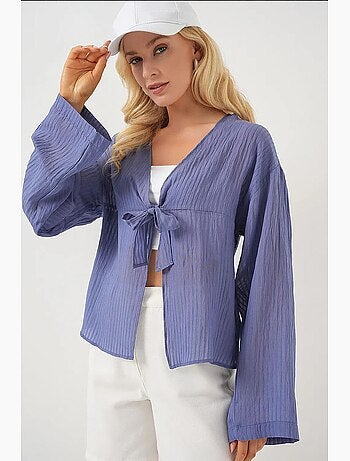 Blouse à col en v et nœud bdart