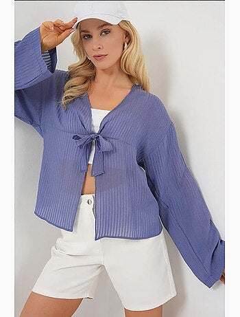 Blouse à col en v et nœud bdart