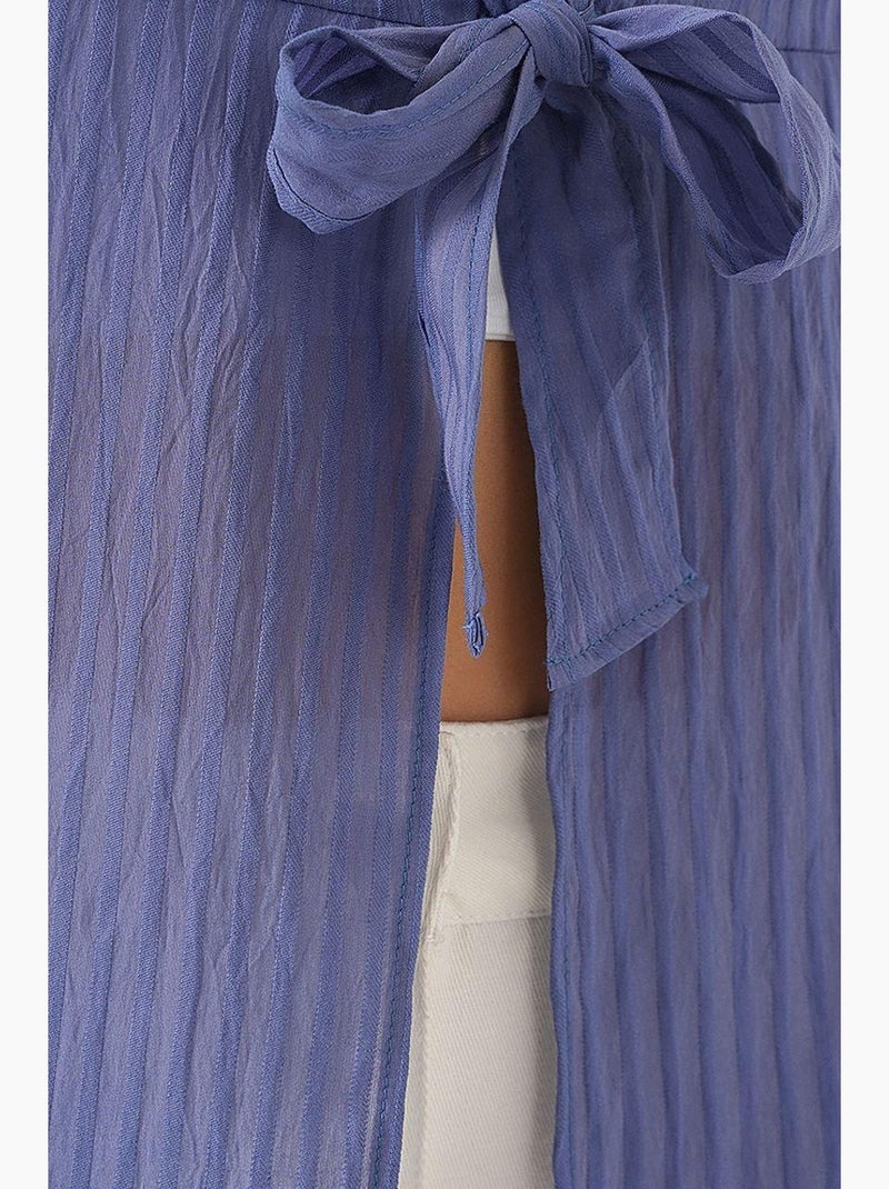 Blouse à col en v et nœud bdart Bleu foncé - Kiabi