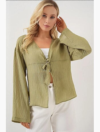 Blouse à col en v et nœud bdart