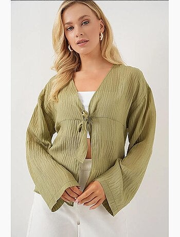 Blouse à col en v et nœud bdart