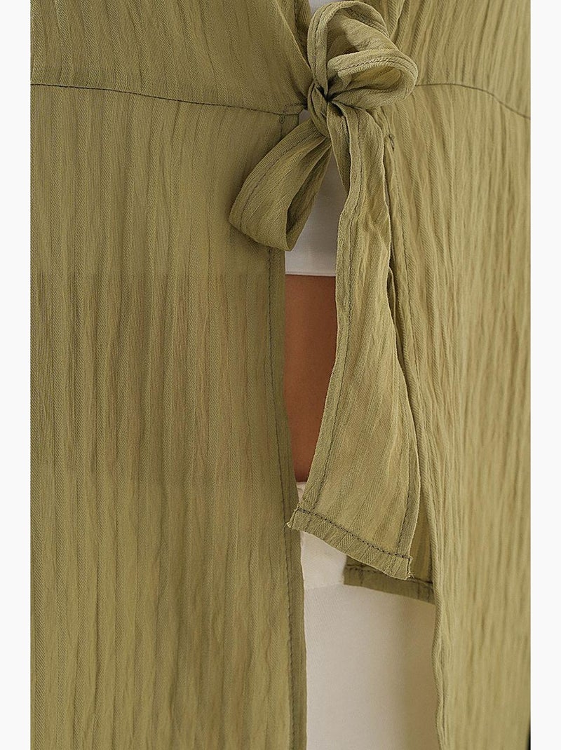 Blouse à col en v et nœud bdart Vert pastel - Kiabi