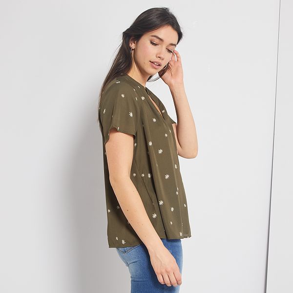 Blouse à col mao Femme - Kiabi - 12,00€