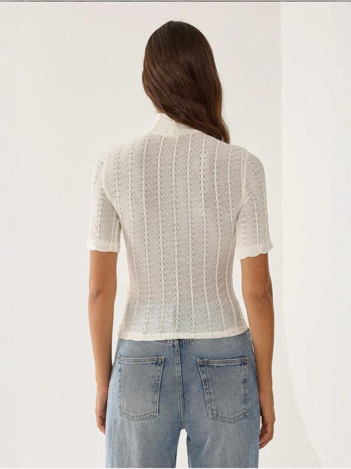 Blouse à col montant court en maille torsadée - Kiabi Blouse à col montant court en maille torsadée - Kiabi