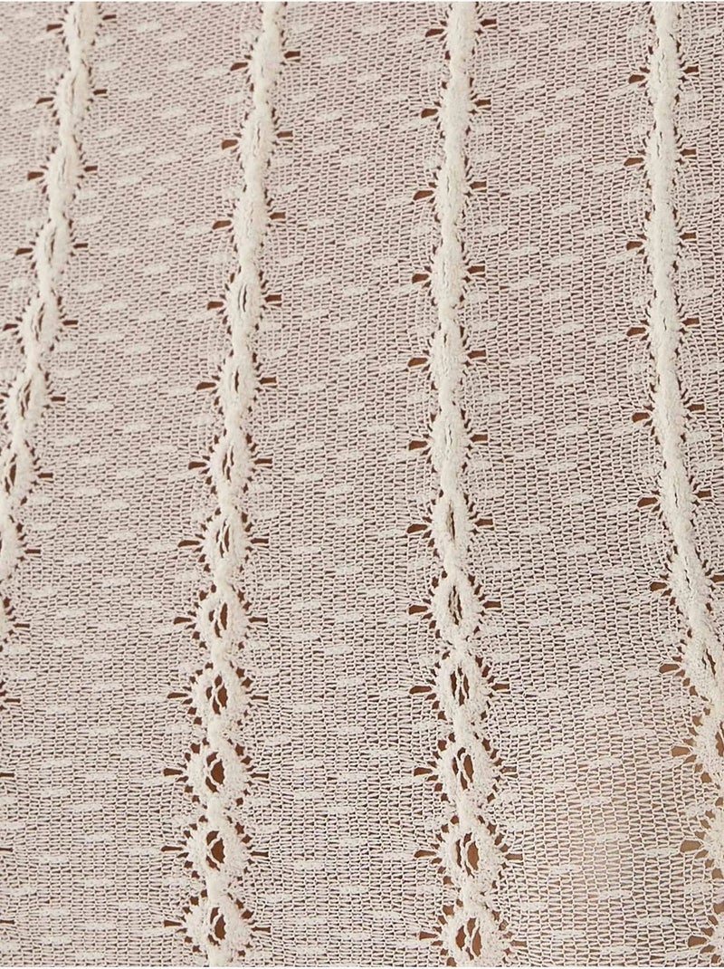 Blouse à col montant court en maille torsadée Blanc - Kiabi