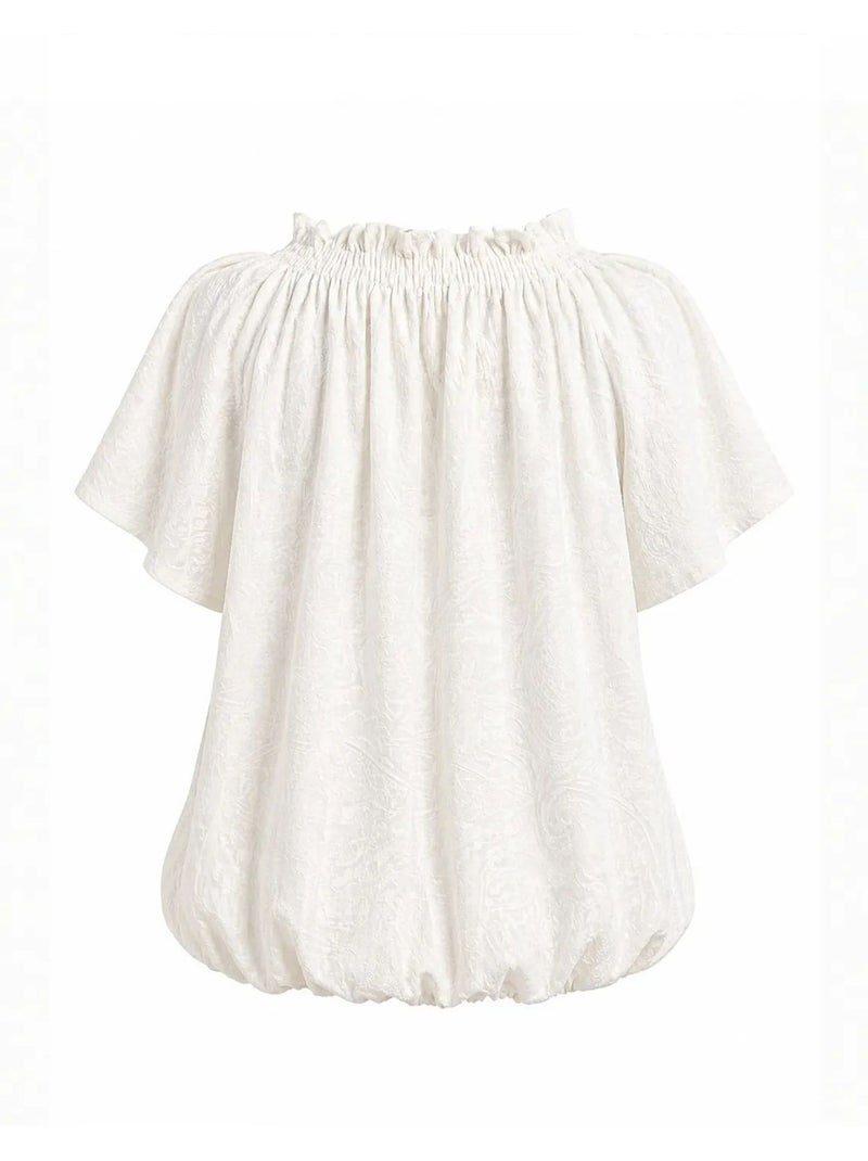Blouse à col rond à imprimé paisley avec détail nouée mixray Ivoire - Kiabi