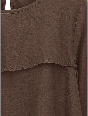 Blouse à col rond à manches longues avec volants mixray