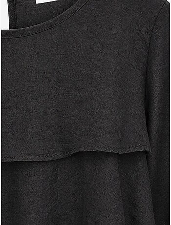Blouse à col rond à manches longues avec volants mixray